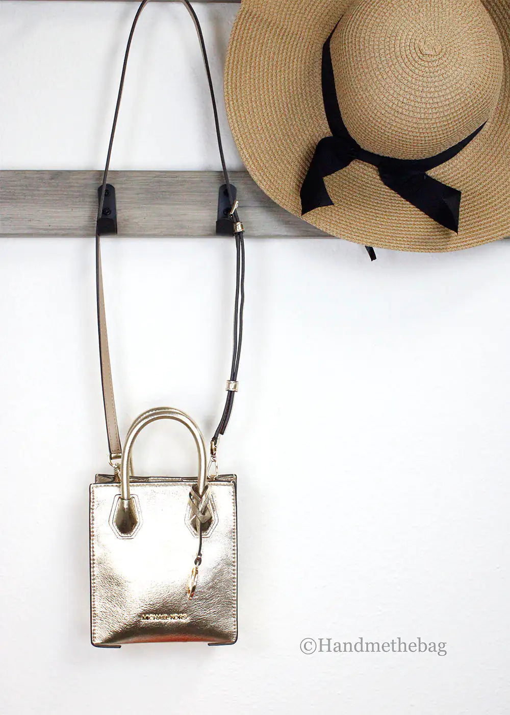 Michael Kors Mercer XS Pale Gold North South Crossbody Bag