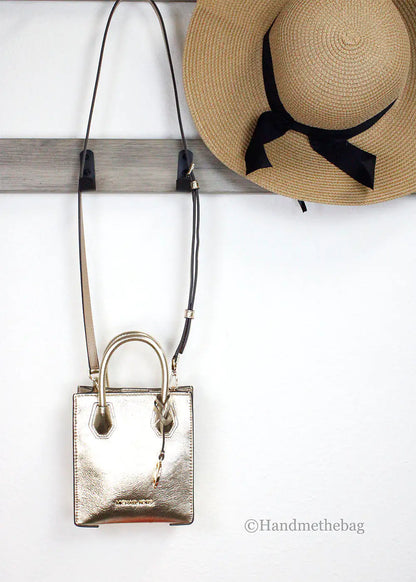 Michael Kors Mercer XS Pale Gold North South Crossbody Bag